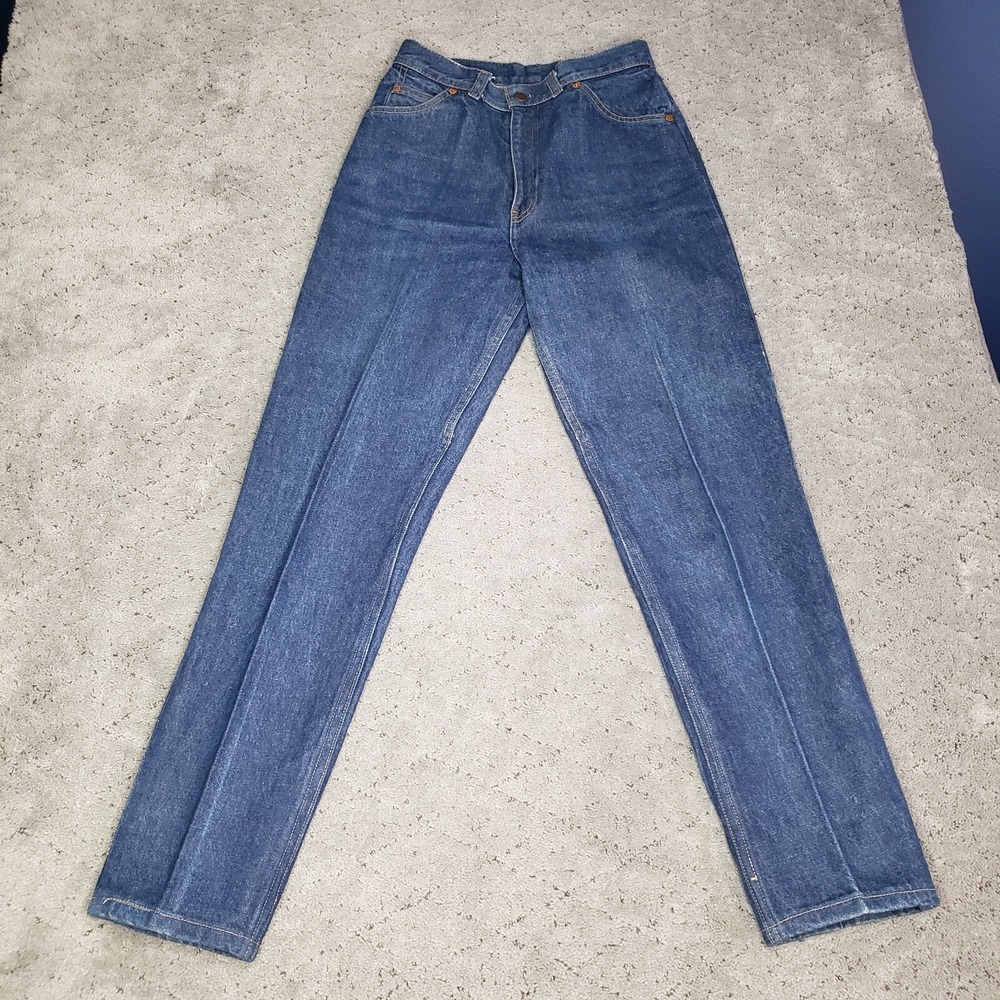 VTG Levis Mom Jeans Womens 11 Blue Dark Wash High Rise Orange Tab 60s USA Made